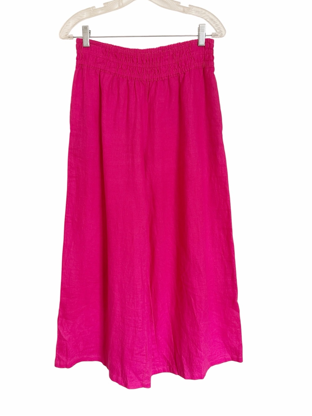 Anthropologie Somerset Pink Linen Wide-Leg Cropped Pull-on Pants size XS